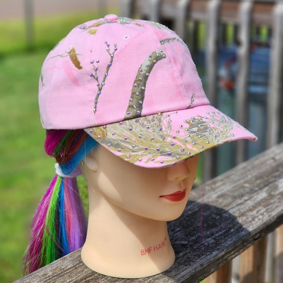 Ladies Pink Camo BLING Hat - Picture 2 of 4